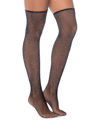 Bas résille noire avec strass 